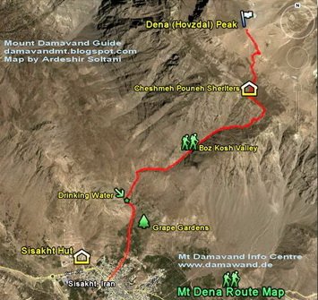 Dena Mountain South Route Trekking Map